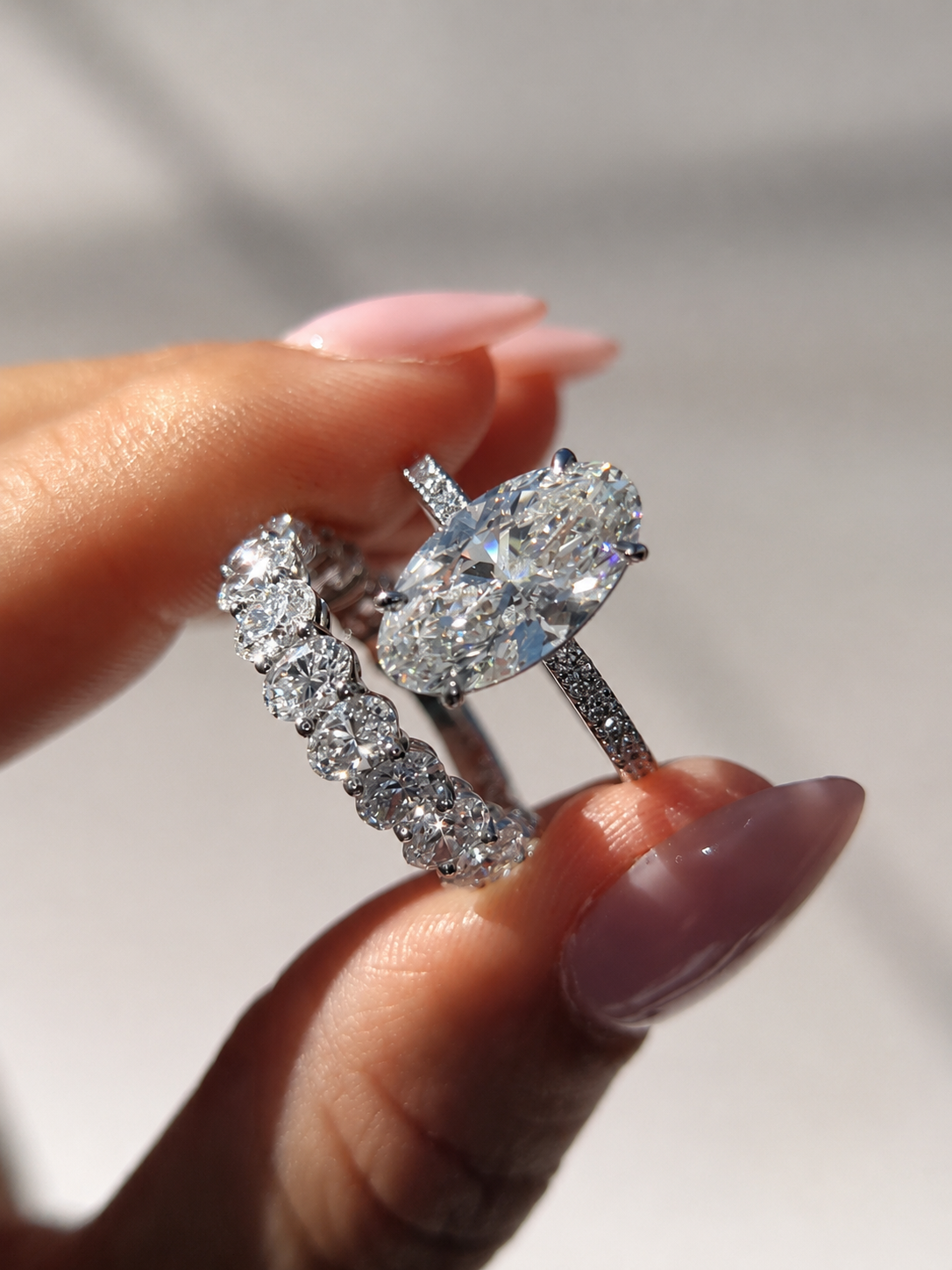 3.37 Carat Moval Cut Classic Diamond Engagement Ring